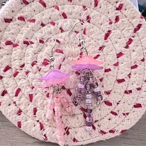 Handmade pink and purple jellyfish earrings
